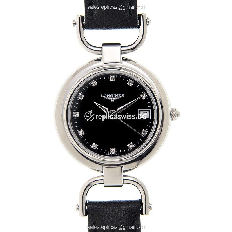 Longines EQUESTRIAN Replica - Quartz - Black Dial, Buckle Clasp