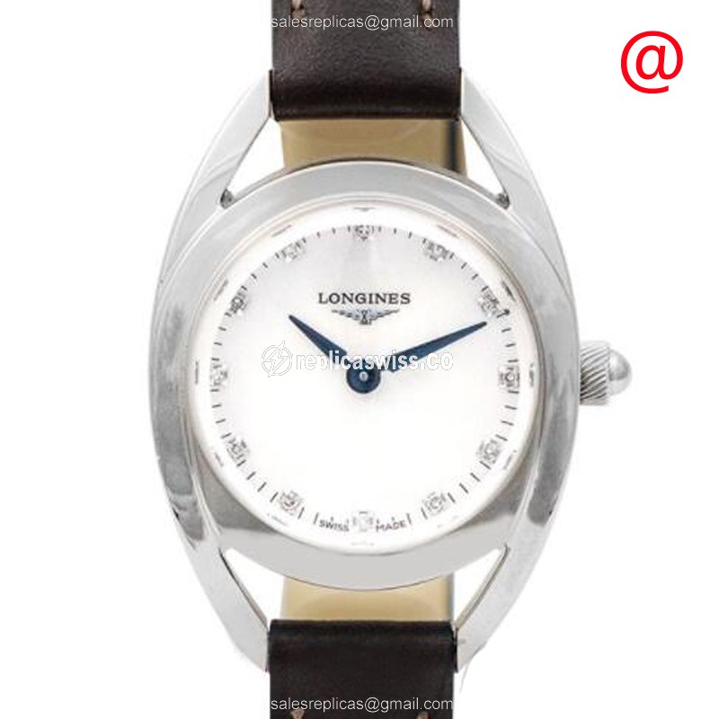 Longines EQUESTRIAN Replica - Automatic - Stainless Steel Case - White Dial on Brown Alligator Strap