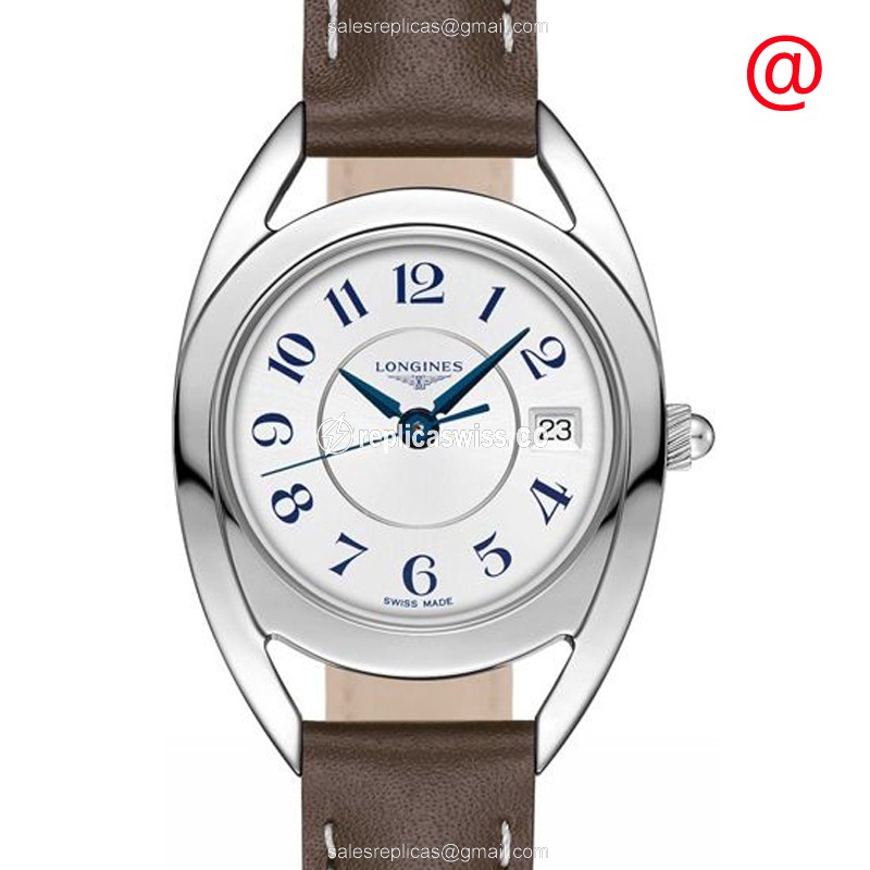 Longines EQUESTRIAN Quartz Watch - Stainless Steel - White Dial - Leather Brown Strap - Buckle Clasp - Luxury Replica EQUESTRIAN Watch