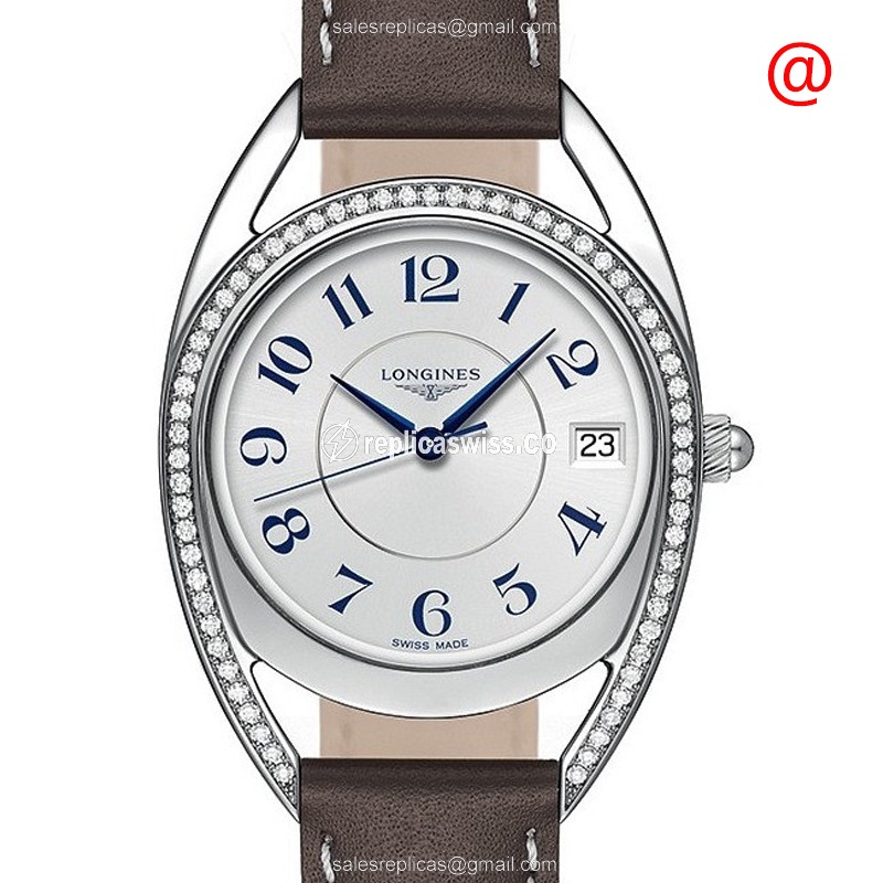 Longines EQUESTRIAN Replica - Quartz - Diamond Case - White Dial, Leather Strap