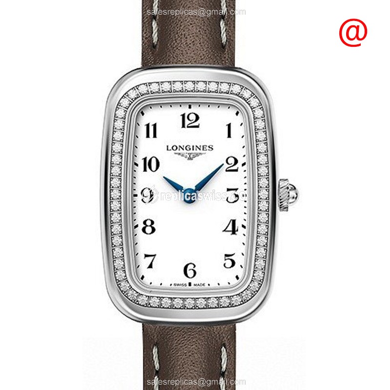 Longines EQUESTRIAN Quartz - Stainless Steel Case, White Dial, Brown Leather Strap - Luxury Replica EQUESTRIAN Watch