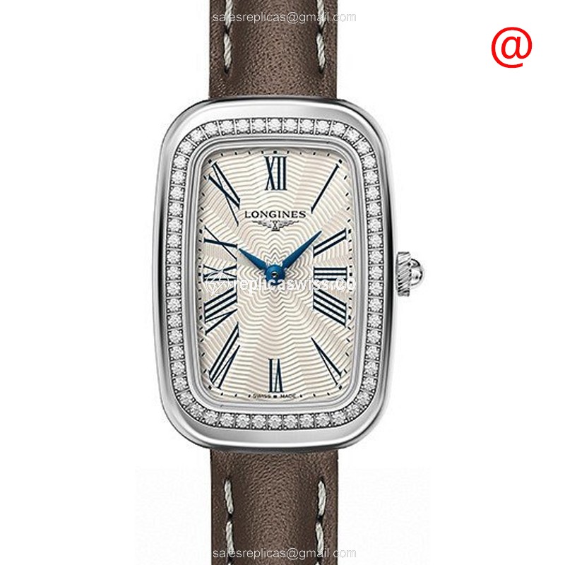 Longines Equestrian Quartz - Stainless Steel & Diamond Case - Silver Dial - Leather Brown Strap