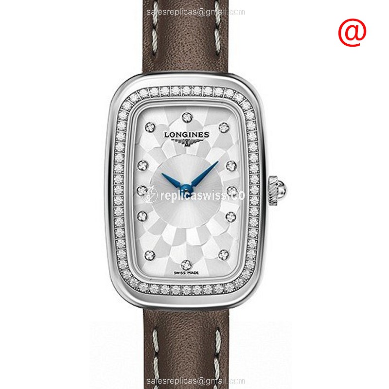 Longines EQUESTRIAN Replica - Quartz - Stainless Steel Case - Silver Dial, Brown Leather Strap