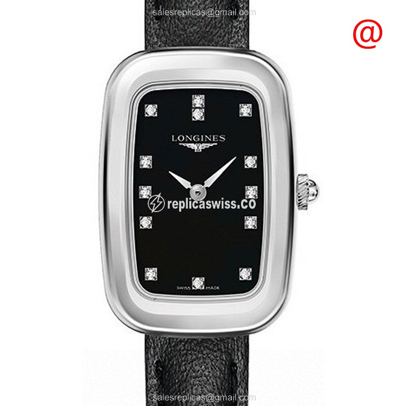 Longines Equestrian Quartz - Steel Case, Black Dial, Leather Strap, Buckle Clasp - Luxury Replica EQUESTRIAN Watch