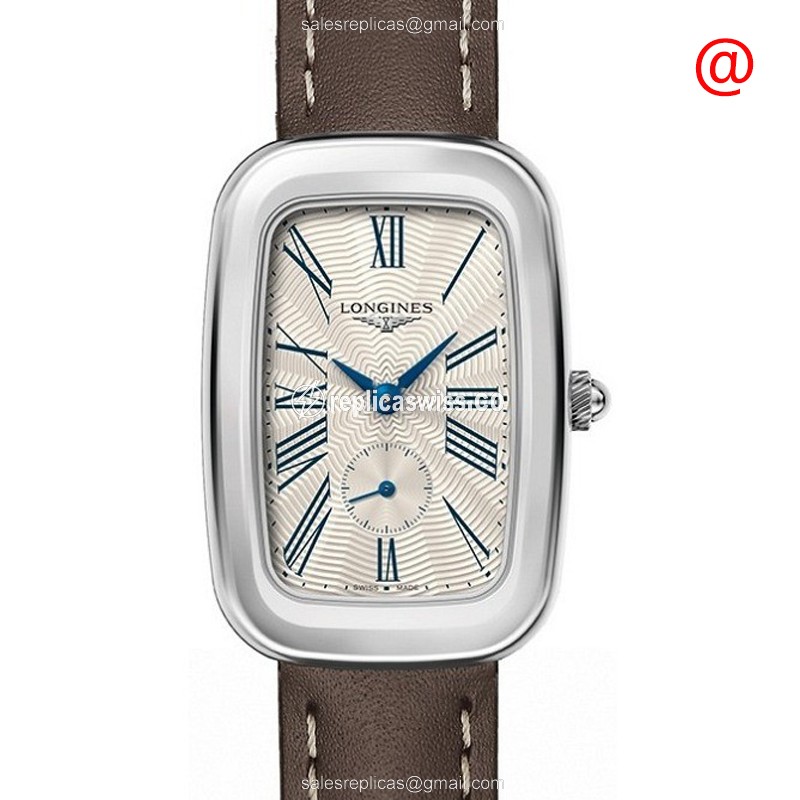 Longines EQUESTRIAN Replica - Quartz - Stainless Steel Case - Silver Dial, Brown Leather Strap
