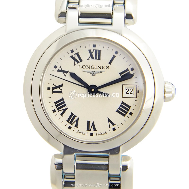 Longines Prima Luna Quartz - Steel Case, White Dial, Silver Clasp & Strap - Luxury Replica PRIMA LUNA Watch