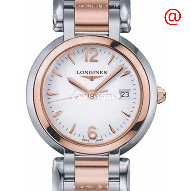 Longines Prima Luna Replica - Quartz - 18kt Rose Gold Case - White Dial - Luxury Replica PRIMA LUNA Watch