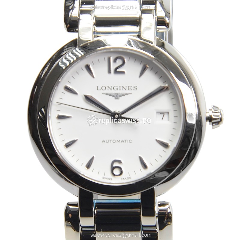 Longines Prima Luna Replica - Automatic - White Dial - Steel Case - Luxury Replica PRIMA LUNA Watch