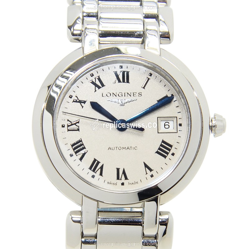 Longines Prima Luna Replica - Automatic - Steel Case, Silver Dial, Steel Strap - Luxury Replica PRIMA LUNA Watch
