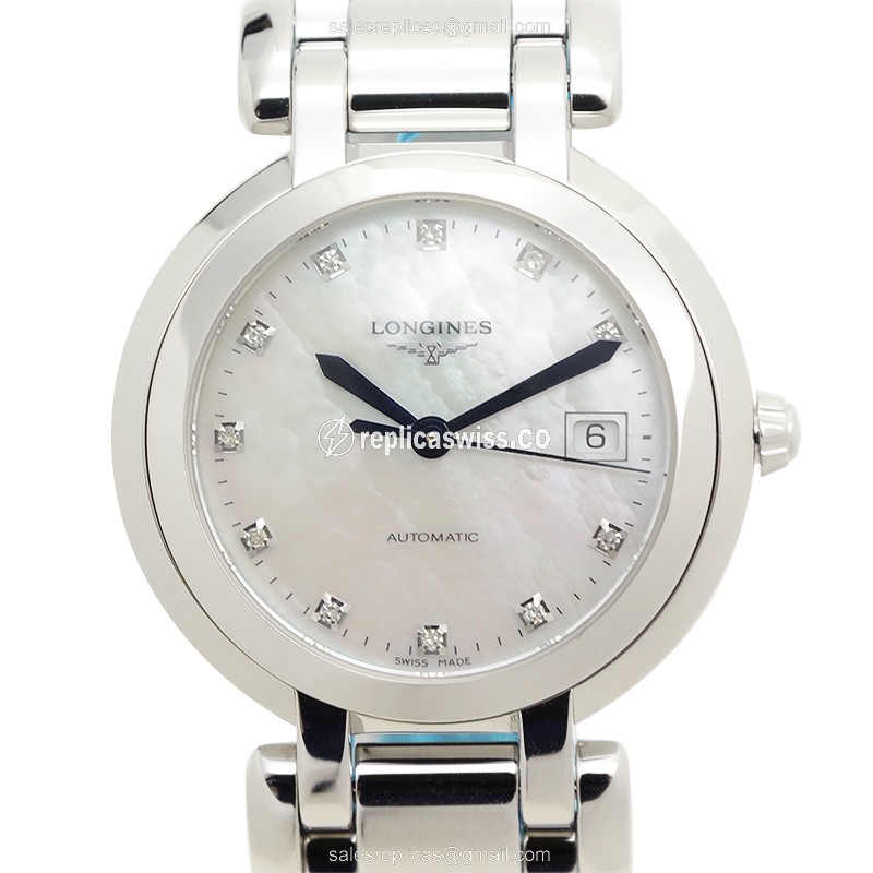 Longines Prima Luna Replica - Automatic - White Dial - Steel Case & Strap - Luxury Replica PRIMA LUNA Watch