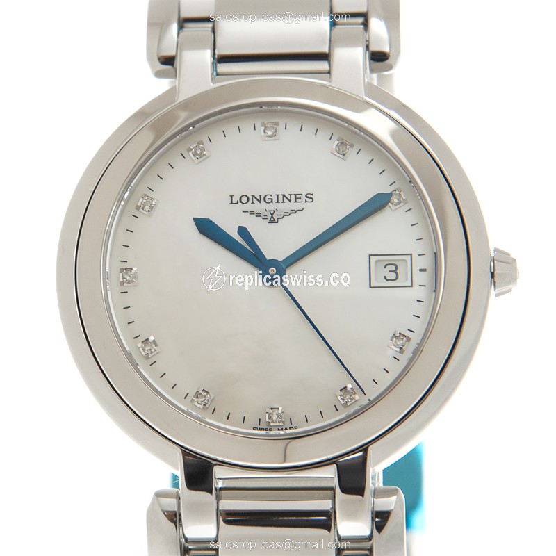 Longines Prima Luna Replica - Quartz - Steel - White Dial - Silver Steel Strap - Luxury Replica PRIMA LUNA Watch