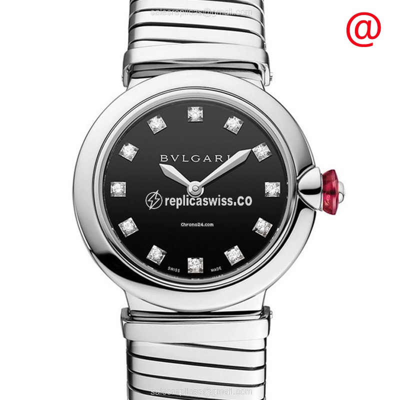Bulgari LVCEA Quartz Watch - Steel Case - Black Dial - Silver Band - Luxury Replica LVCEA Watch