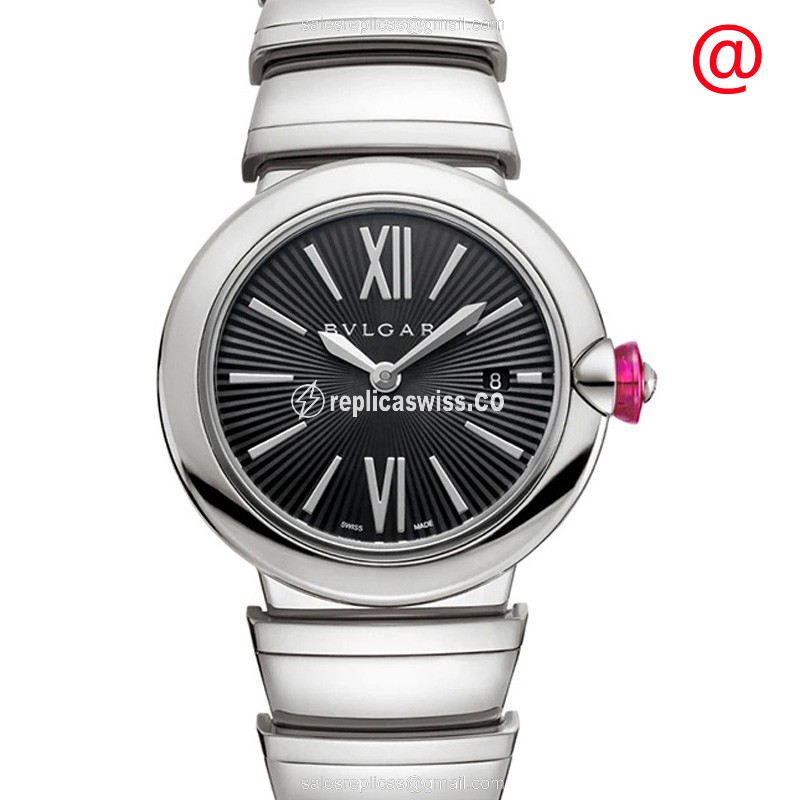 Bulgari LVCEA Quartz Steel - Black Dial - Silver Steel Strap - Clasp - Luxury Replica LVCEA Watch