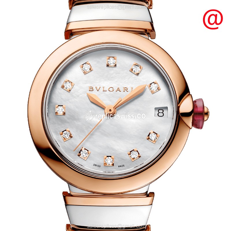 Bulgari LVCEA Replica - Automatic - 18kt Rose & Steel - White Dial - Gold Clasp - Luxury Replica LVCEA Watch