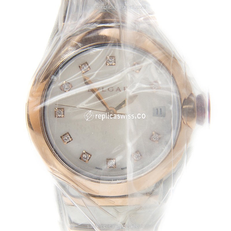 Bulgari LU36WSPGSPGD/11 - Automatic - 18kt Rose Gold - Steel Case - White Dial - Gold Strap - Luxury Bulgari Watch