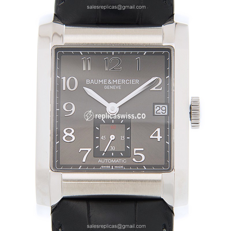 Baume & Mercier Hampton Replica - Quartz - Steel Case - Black Dial - Alligator Black Strap - Luxury Replica HAMPTON Watch