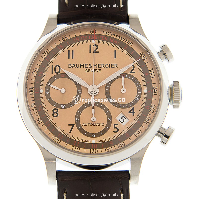 Baume & Mercier M0A10045 CapeLand - Automatic - Brown Dial - Steel Case - Brown Alligator Strap - Luxury Replica CAPELAND Watch