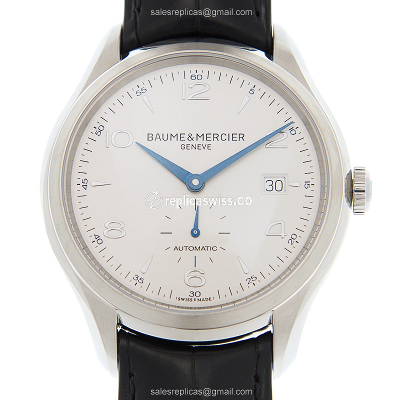 Baume & Mercier M0A10052 CLIFTON Automatic - Steel Case - Silver Dial - Black Alligator Strap - Luxury Replica CLIFTON Watch