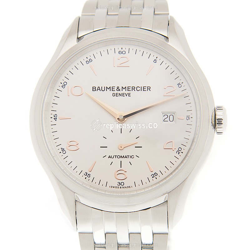 Baume & Mercier M0A10141 CLIFTON - Automatic - Steel Case - Silver Dial - Steel Band - Luxury Replica CLIFTON Watch