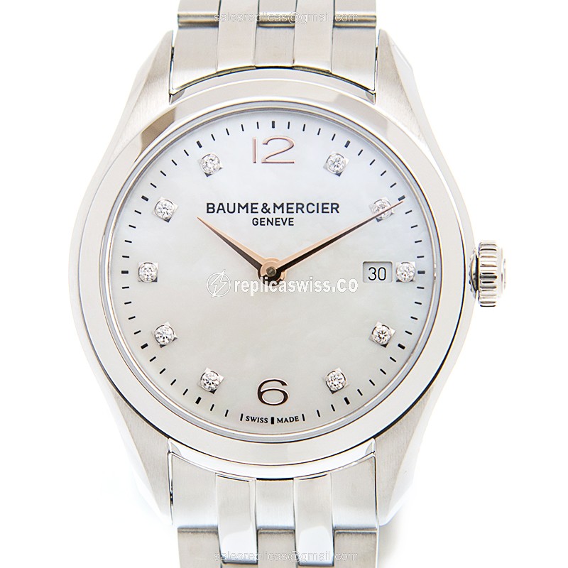 Baume & Mercier M0A10176 CLIFTON Quartz - White Dial - Steel Case - Silver Strap - Luxury Replica CLIFTON Watch