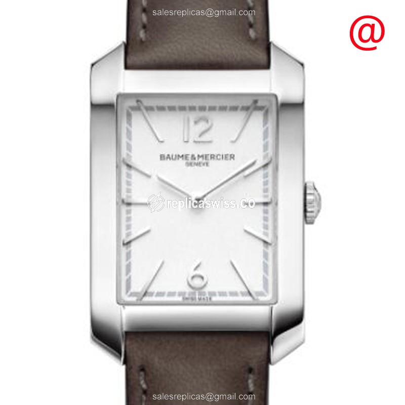 Baume & Mercier Hampton Quartz Steel - White Dial Brown Cowhide Buckle - Luxury Replica HAMPTON Watch