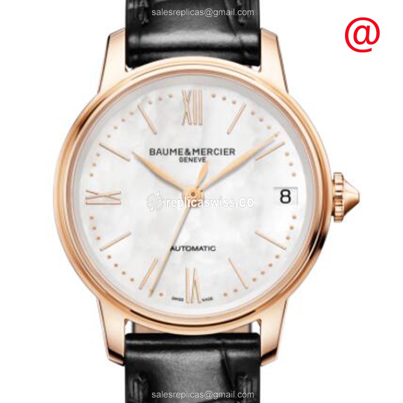 Baume & Mercier CLASSIMA Automatic 18kt Rose Gold - White Dial - Black Alligator Strap - Buckle Clasp