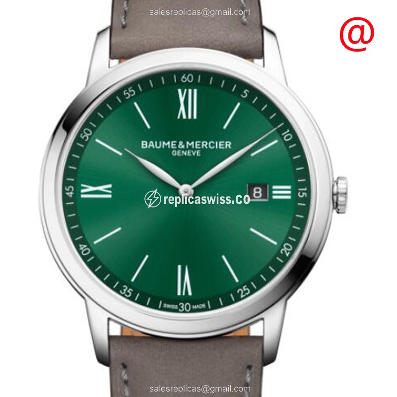 Baume & Mercier CLASSIMA Quartz - Green Dial - Steel Case - Grey Cowhide - Buckle Clasp - Luxury Replica CLASSIMA Watch