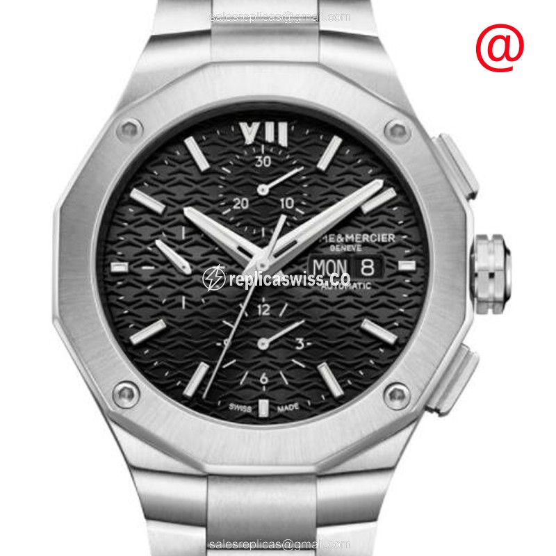 Baume & Mercier Riviera Automatic - Stainless Steel - Black Dial - Silver Strap - Luxury Replica RIVIERA Watch
