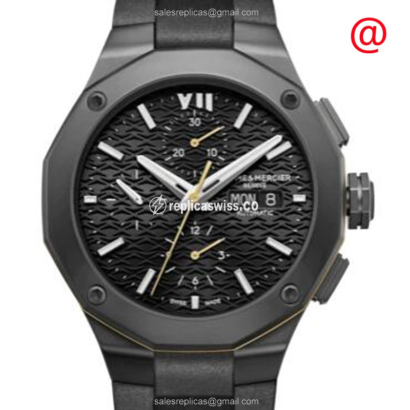 Baume & Mercier RIVIERA Automatic - Black Dial - Steel Case - Black Rubber Strap - Luxury Replica RIVIERA Watch