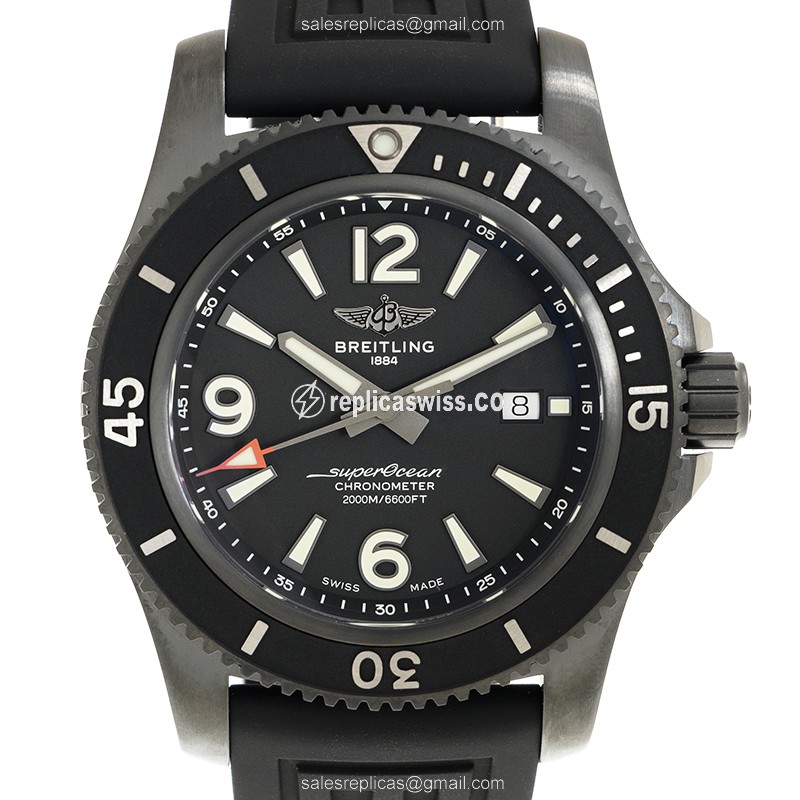 Breitling Superocean Replica - Automatic - Black Dial - Rubber Strap - Black Clasp - Luxury Replica SUPEROCEAN Watch