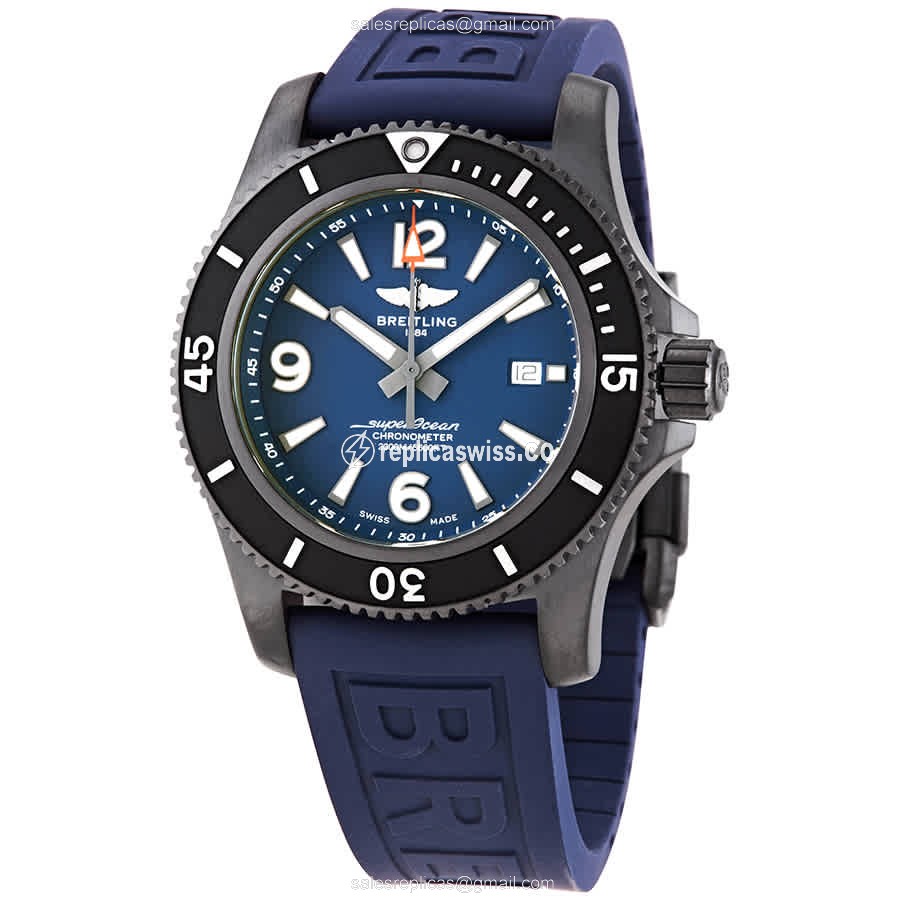 Breitling SuperOcean Replica - Automatic - Steel Case - Blue Dial - Rubber Blue Strap