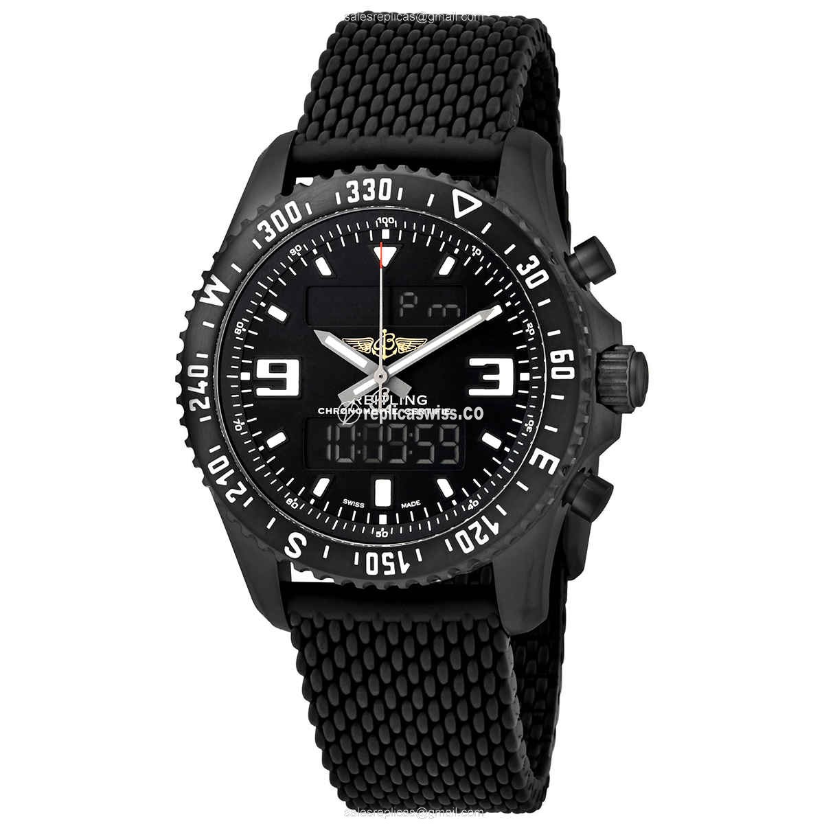 Breitling M78367101B1S1 Chronospace Quartz - Black Dial - Rubber Strap - Black Clasp