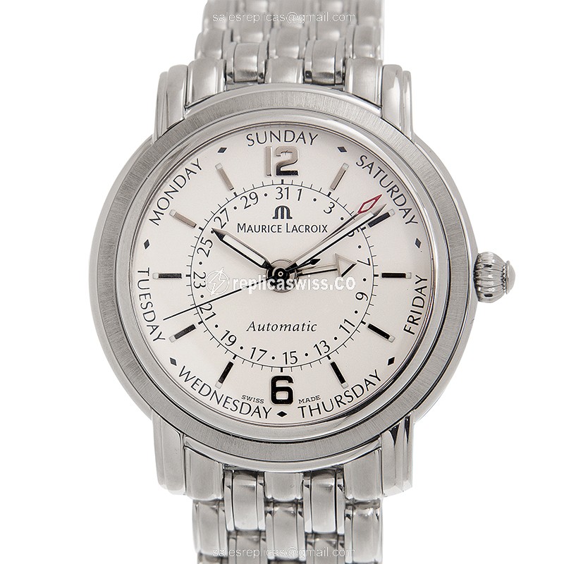 Maurice Lacroix MP6328-SS002-19E Masterpiece Replica - Automatic Movement - Stainless Steel Case & White Dial - Silver Steel Strap - Luxury Replica MASTERPIECE Watch