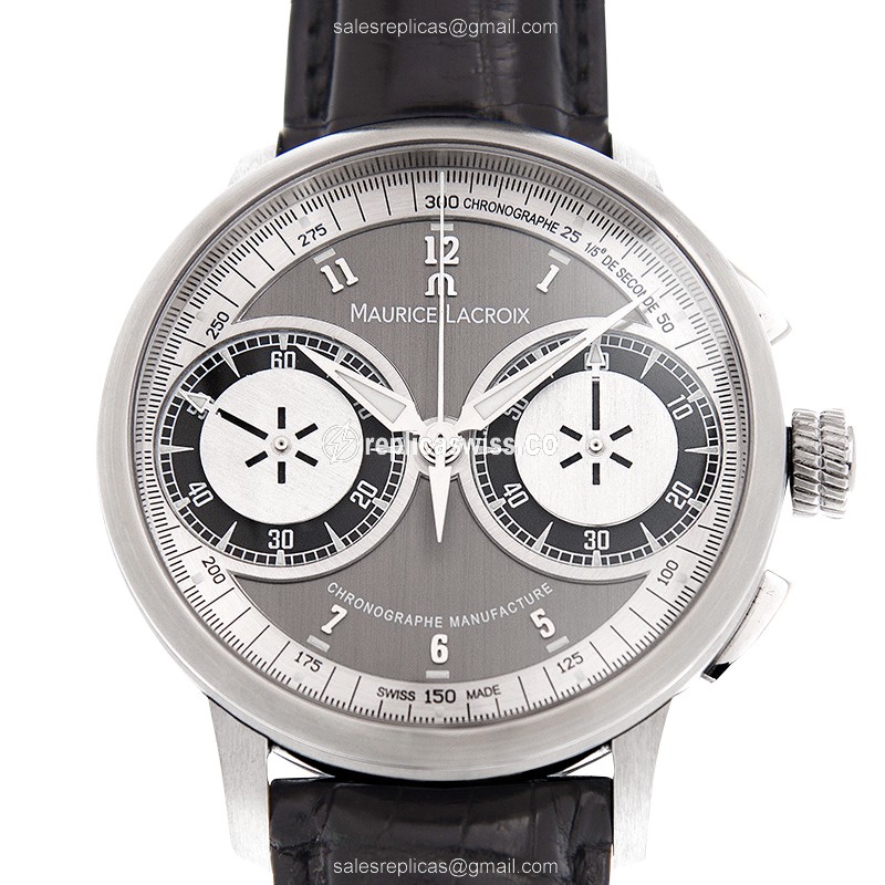 Maurice Lacroix MP7128-SS001-320 Replica - Manual - Steel Case - Gray Dial - Black Alligator Buckle - Luxury Replica MASTERPIECE Watch
