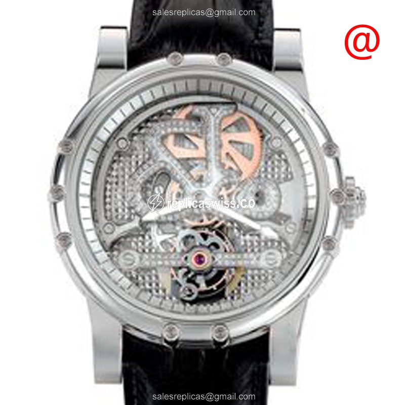Jacob & Co NT5WG Manual Wind - 18kt White Gold Case - Skull Dial - Black Alligator Strap - Luxury Jacob & Co Watch