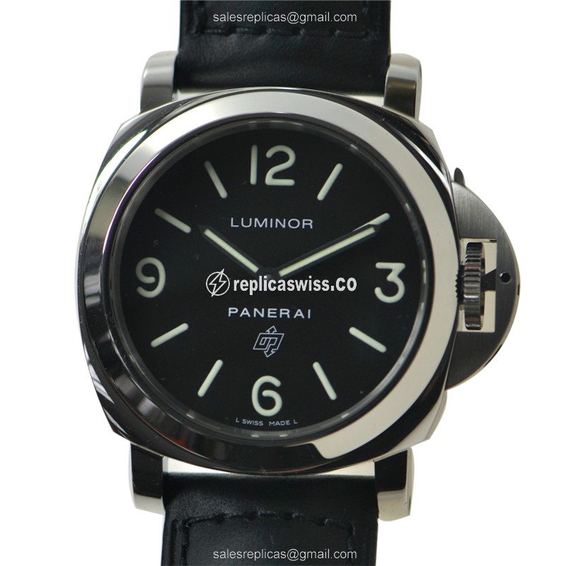 Panerai Luminor Replica - Manual - Steel - Black - Buckle - Cowhide Black Strap