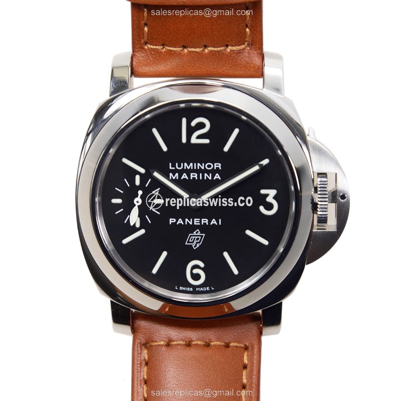 Panerai PAM00005 LUMINOR - Manual - Stainless Steel - Black Dial - Brown Cowhide - Buckle Clasp - Luxury Replica LUMINOR Watch
