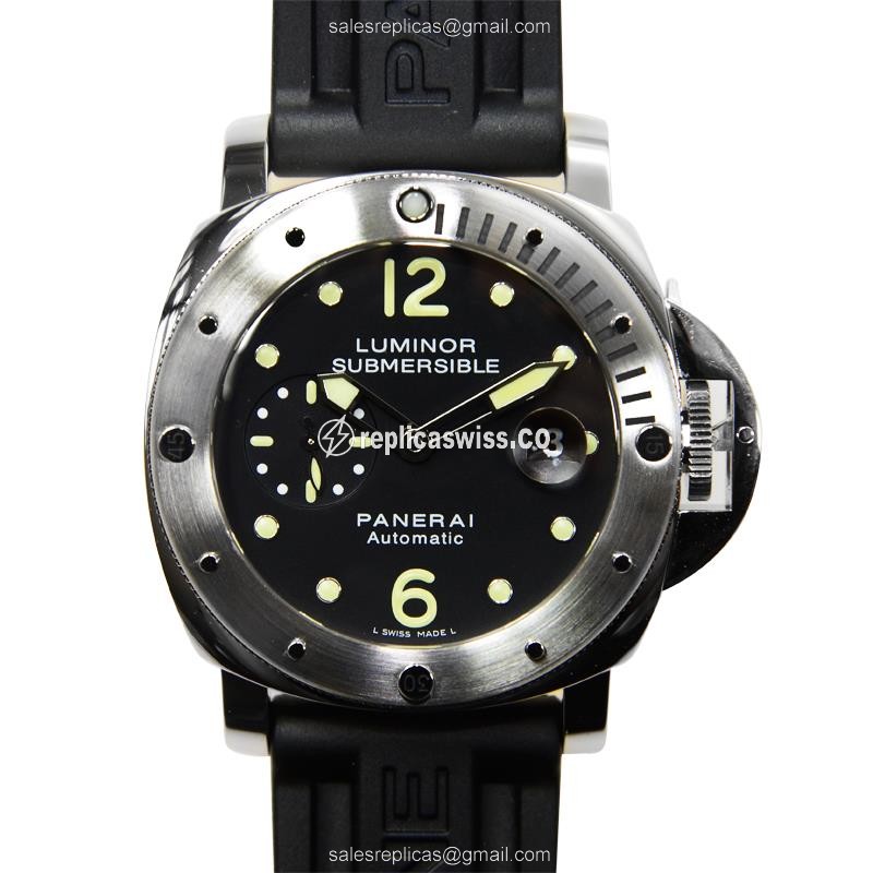 Panerai PAM00024 LUMINOR - Automatic - Stainless Steel - Black Dial - Rubber Strap