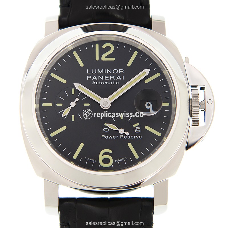 Panerai PAM00090 LUMINOR - Auto - Stainless Steel - Black Dial - Alligator Black Strap - Luxury Replica LUMINOR Watch