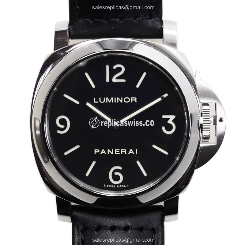 Panerai PAM00112 LUMINOR - Manual Wind - Steel Case - Black Dial - Black Cowhide Strap - Buckle Clasp