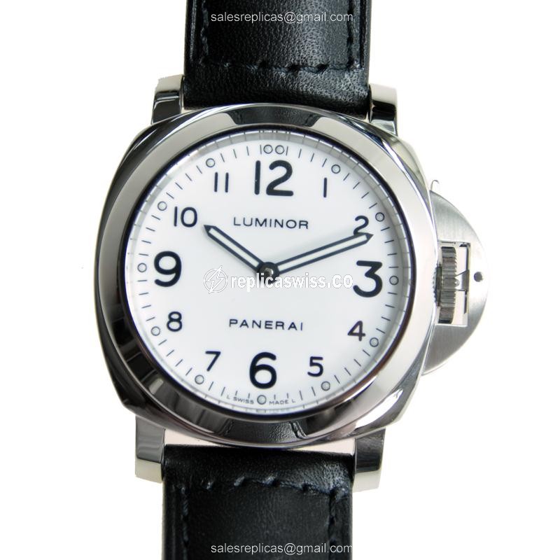 Panerai PAM00114 LUMINOR - Manual Wind - Steel Case - White Dial - Black Cowhide