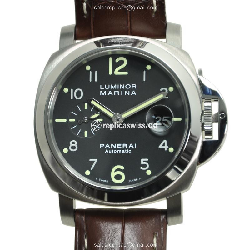 Panerai PAM00164 LUMINOR - Automatic - Steel - Black - Brown Alligator - Sapphire Crystal