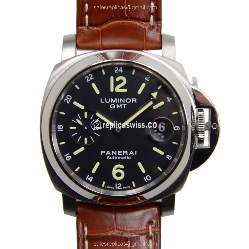 Panerai PAM00244 LUMINOR - Automatic - Steel - Black - Brown Alligator - Sapphire Crystal