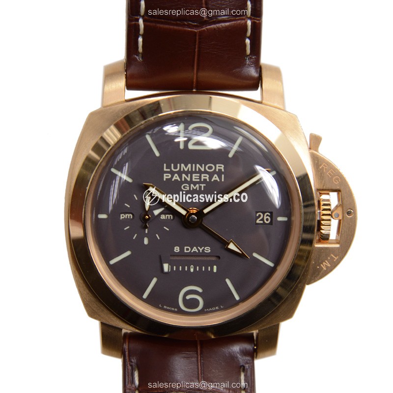 Panerai PAM00289 LUMINOR Replica - Manual - 18kt Gold - Dark Grey - Brown Alligator - Luxury Replica LUMINOR Watch