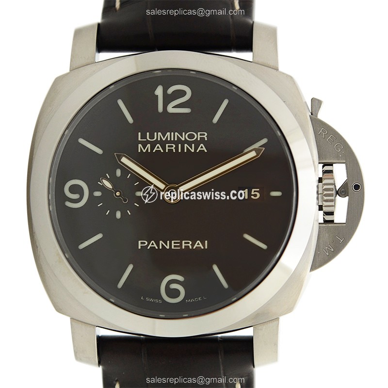 Panerai PAM00351 Replica - Automatic - Titanium - Brown Dial - Alligator Brown Buckle