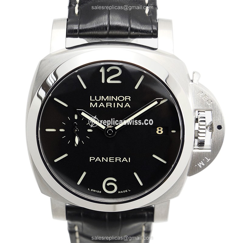 Panerai PAM00392 LUMINOR - Automatic - Steel - Black Dial - Buckle Clasp - Black Alligator Strap - Luxury Replica LUMINOR Watch