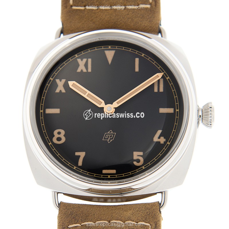 Panerai PAM00424 RADIOMIR Replica - Manual - Stainless Steel - Black - Brown Cowhide Buckle - Luxury Replica RADIOMIR Watch