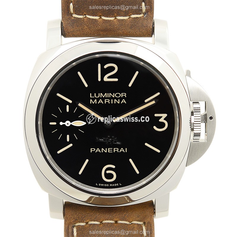 Panerai PAM00457 LUMINOR Replica - Manual - Steel Case - Black Dial - Brown Cowhide Strap - Sapphire Crystal - Luxury Replica LUMINOR Watch