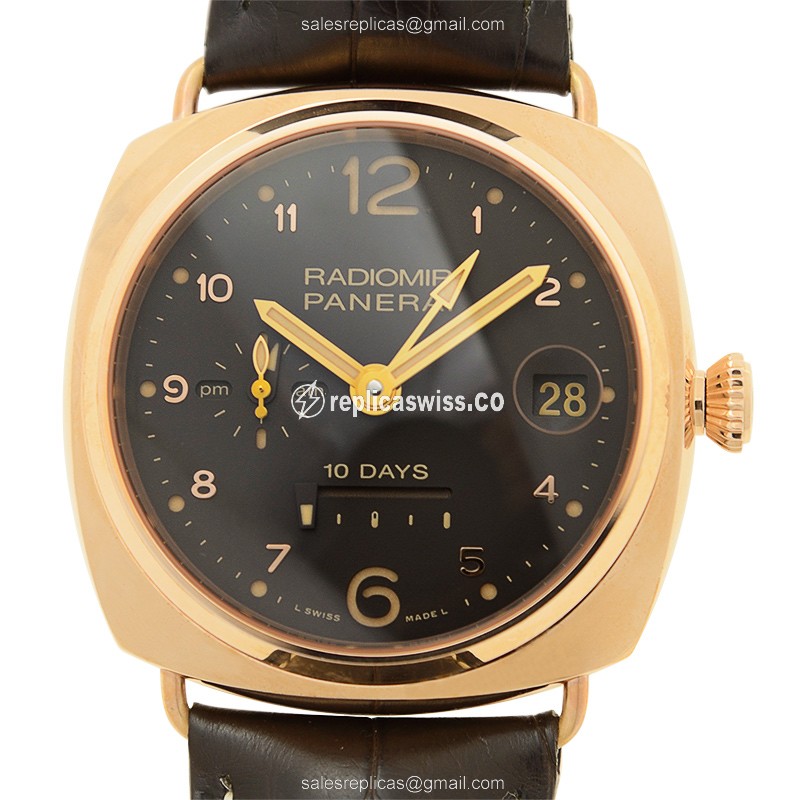 Panerai Radiomir Replica - Automatic - Rose Gold - Brown Dial