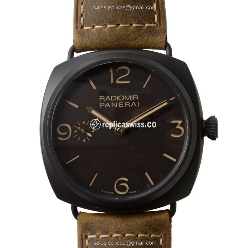 Panerai PAM00504 RADIOMIR - Manual Wind - Titanium Case - Brown Dial - Brown Cowhide Strap - Buckle Clasp - Luxury Replica RADIOMIR Watch